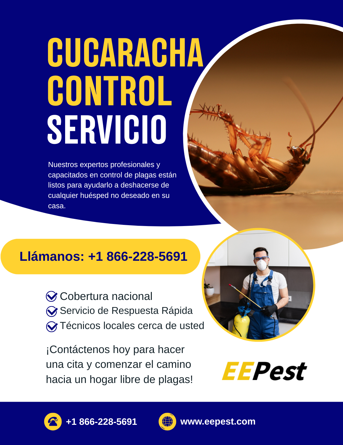 Empresa de control de cucarachas en Columbia, South Carolina cerca de mí. Llama al (888) 217-3407.